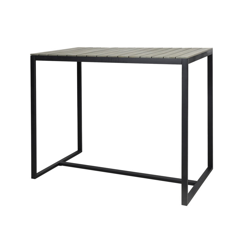 Table de bar en bois exotique avec une construction en métal élégante pour l'extérieur
