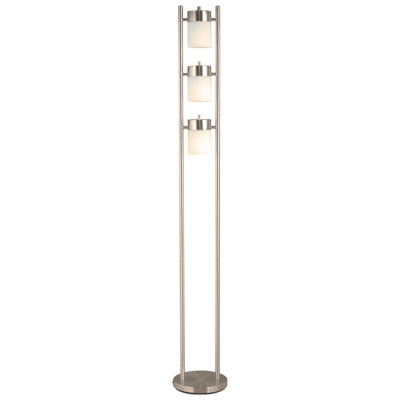 65" Adjustable Floor Lamp with Three Frosted White Shades – Perfect for Any Space