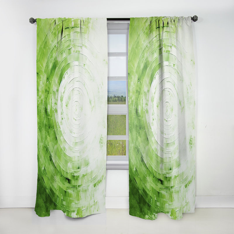 Green White Sage Spirals - Modern Curtain - Velvet Room Darkening - 1 Panel, 52" W x 95" L