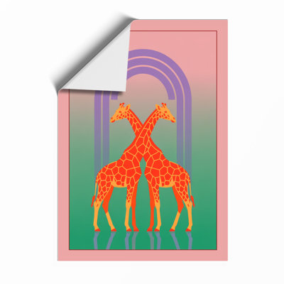Twin Giraffes In Arch Modern - Print