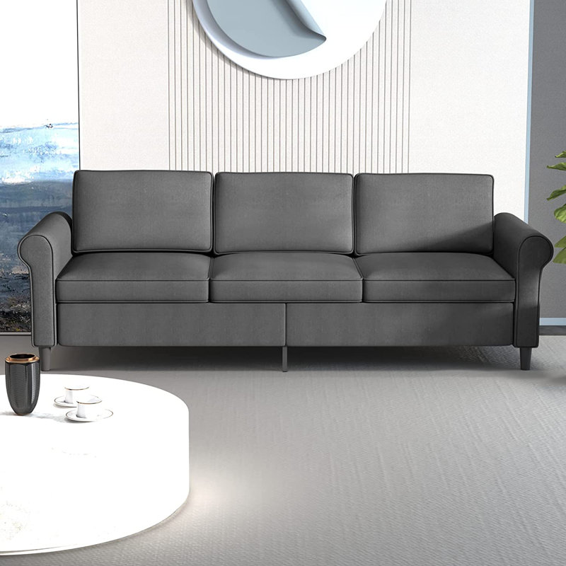 Upholstered 76.3'' Sofa, Dark Gray Linen Blend