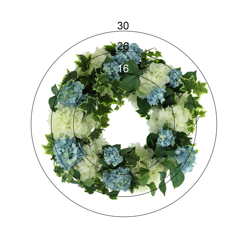 Charlotte 26" Spring Wreath with Hydrangeas and Ivy