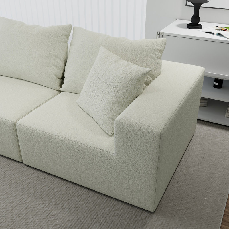 4 Seat Modular Sectional In Beige For Living Room, Cloud Couch With Oversized Chaise And 2 , 100% New Foam, - Us® ® , Shrink , Pilling Machine Washable, Stain Foam Couches Smooth Skin,