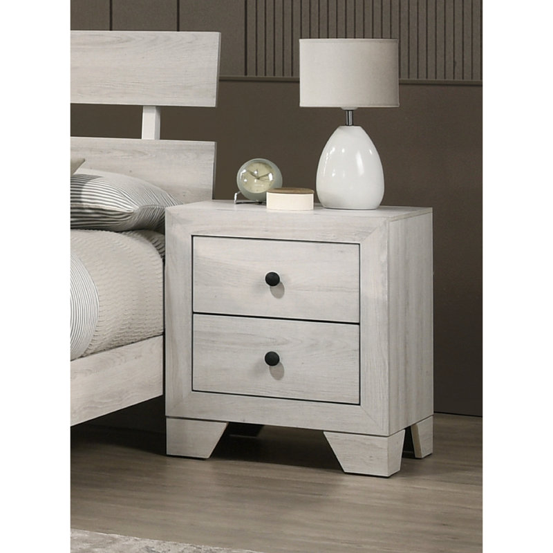 Table de chevet avec tiroirs, Blanchies