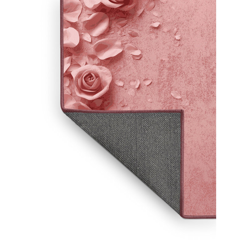 Soft Plush Fiqueroa Valentines Modern & Contemporary Abstract Area Rug in Pink – Rose Binding, 4x6