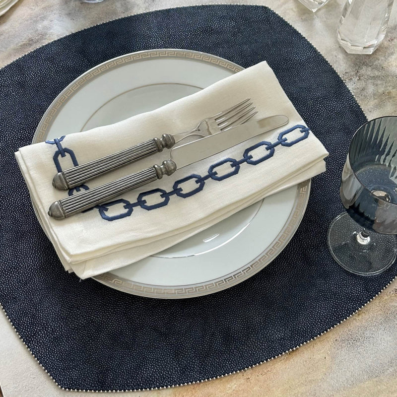 Allure Vinyl Square Placemats, Navy