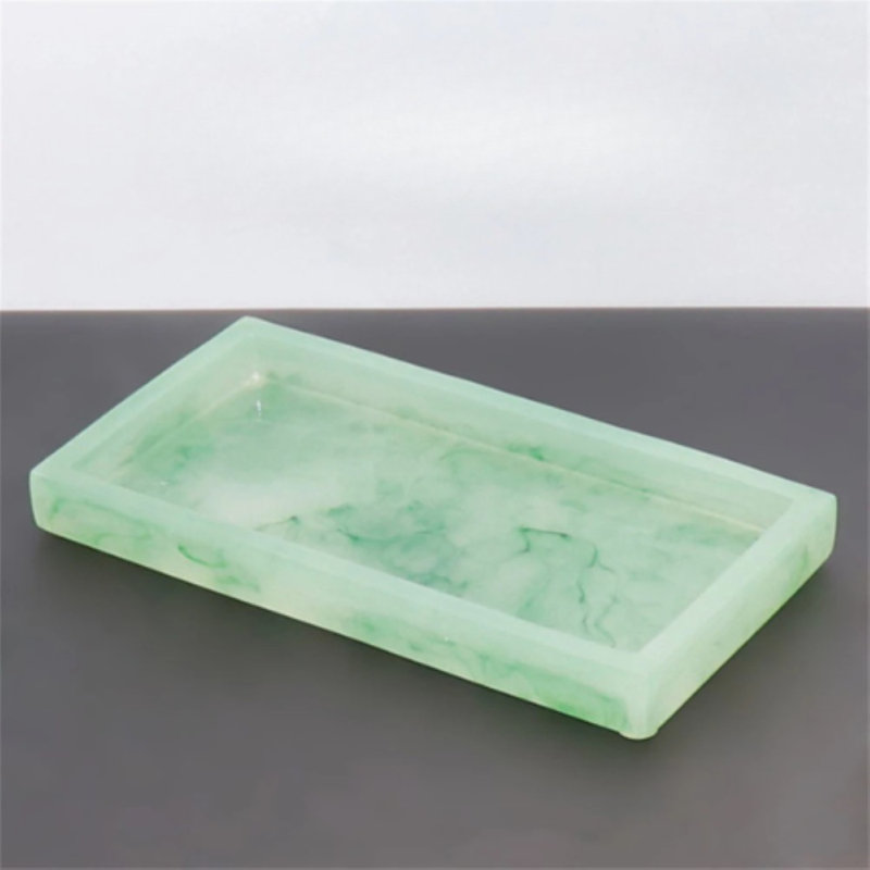 Plateau de rangement pour bijoux et résine en marbre, Vert