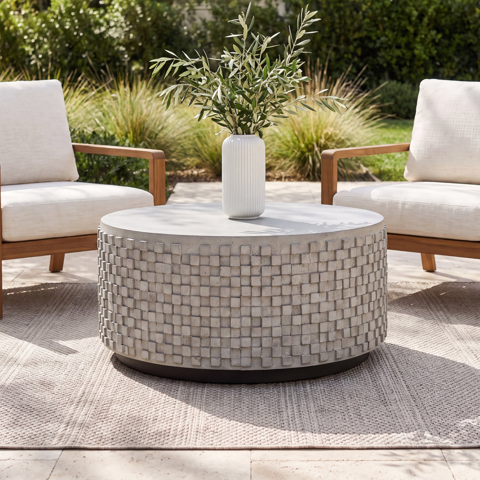 Albarn 35'' Stone Outdoor Coffee Table