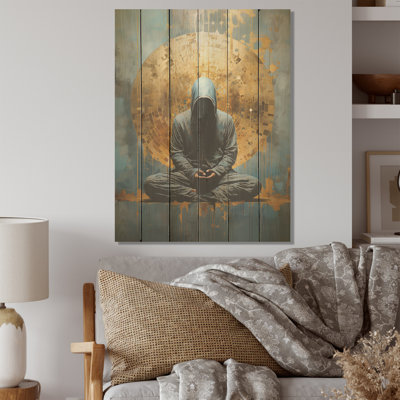 Minimalisme méditation sur bois de pin naturel