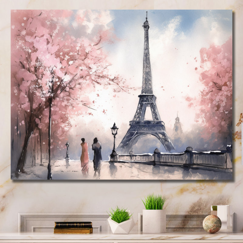 Art mural de la Tour Eiffel, France, H 24 po x l 32 po x P 1 po, Toile tendue