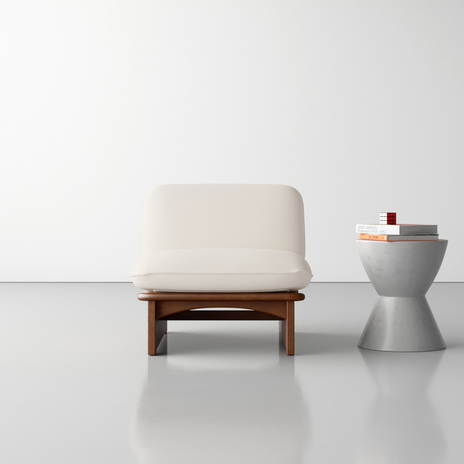 Collin Upholstered Accent Chair, Cream Basketweave
