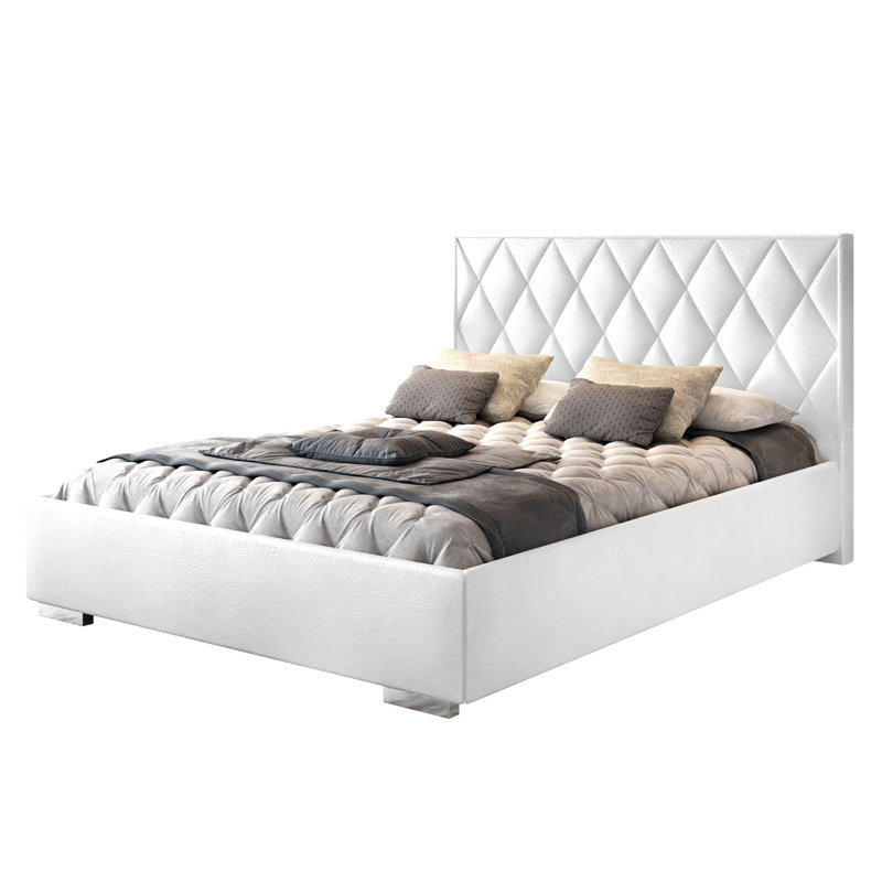Adelajde Upholstered Storage Bed, White, 180 x 200 cm