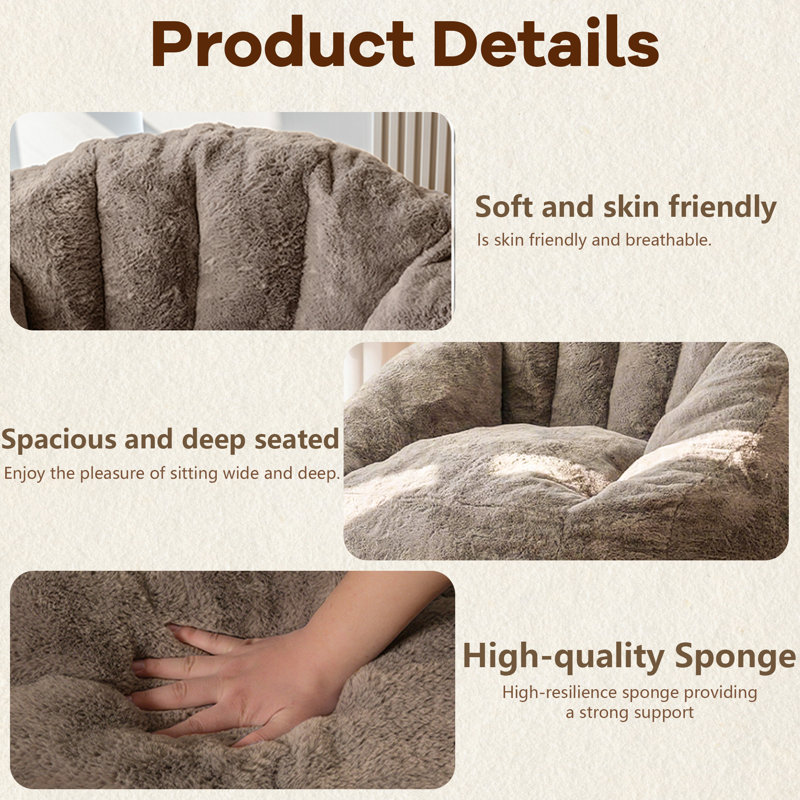 Bean Bag Chair, Coffee Faux Fur