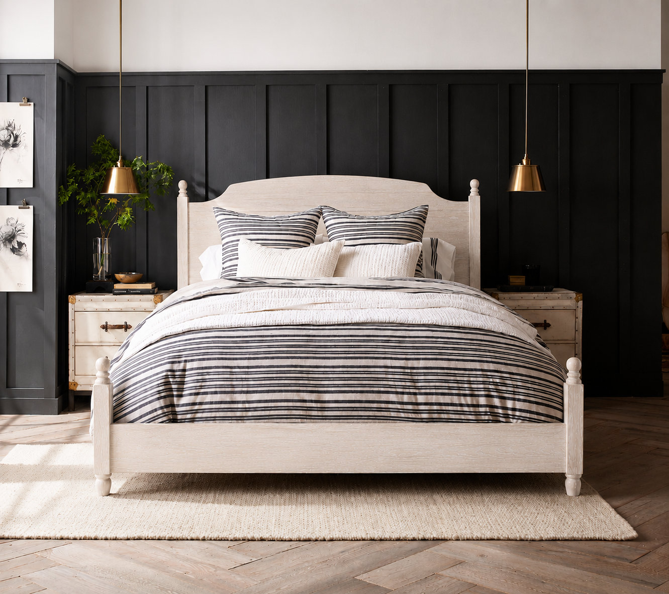 Portland Four Poster Bed, White, Queen