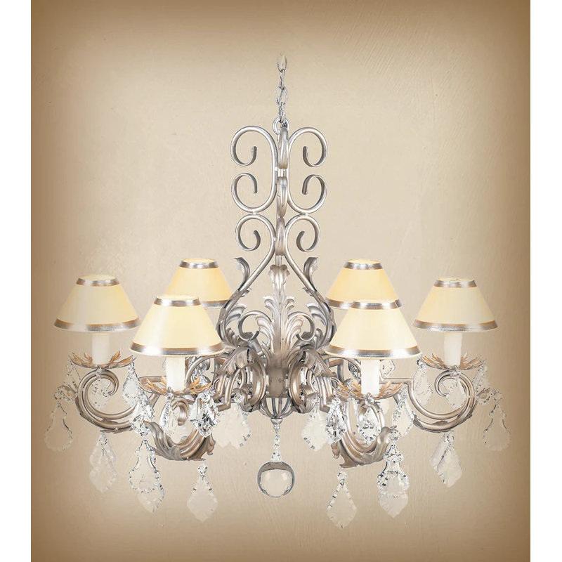 Lustre classique/traditionnel 6 lumières avec accents de cristal