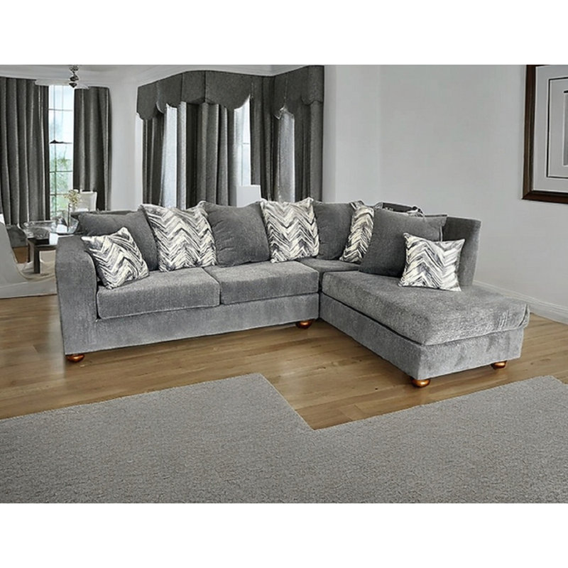 Canapé modulaire 2 pièces Keiffer, Tissu gris