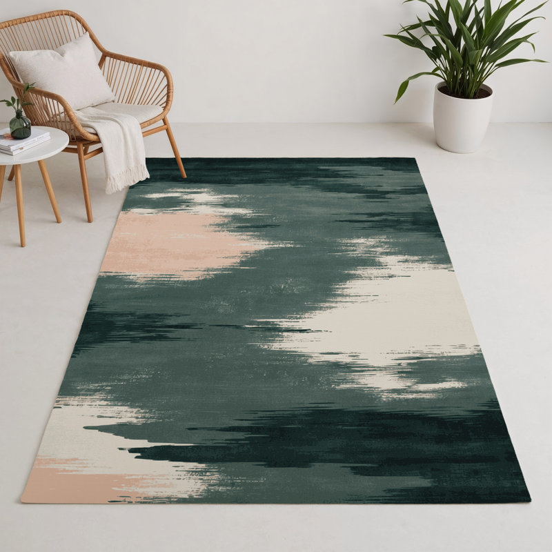 Watercolor Gray Indoor and Outdoor Area Rug, Rectangle 3' x 5'