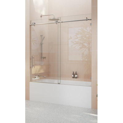 Eclipse 56 - 60 in. x 60 in. Fully Frameless Sliding Bathtub Door