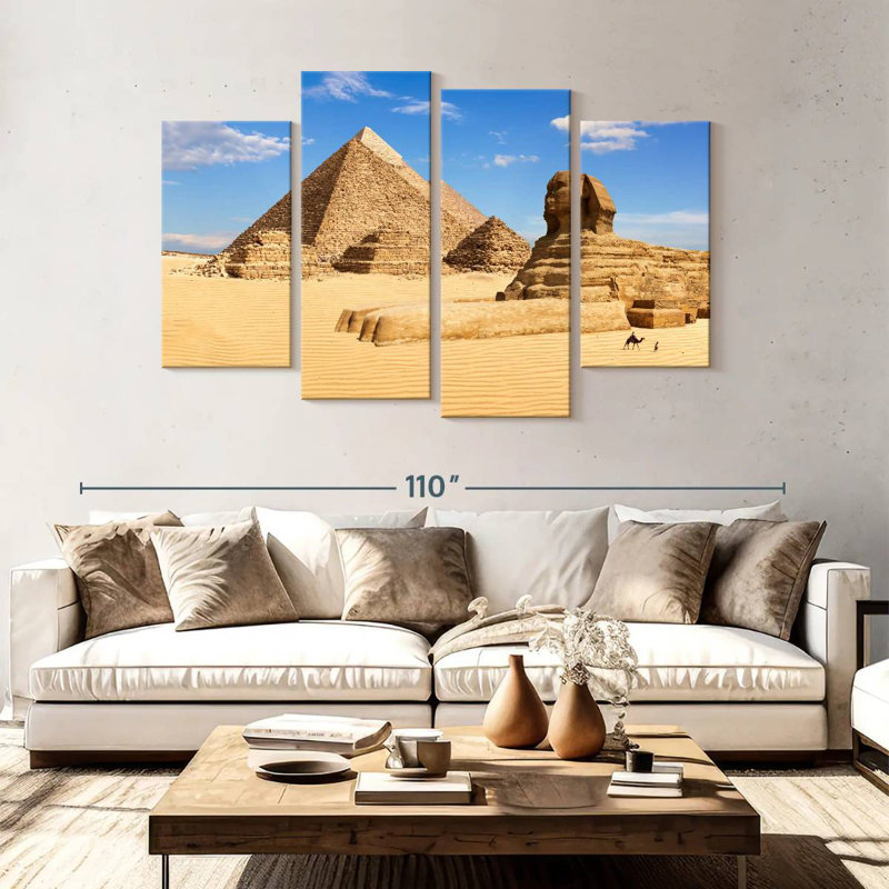 Sphinx d'Adella et grande pyramide de Gizeh, H 54 po x l 84 po