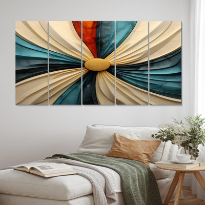 Spiral Miracle Of Cosmic Delight III - Abstract Spirals Wall Art Living Room - 5 Equal Panels
