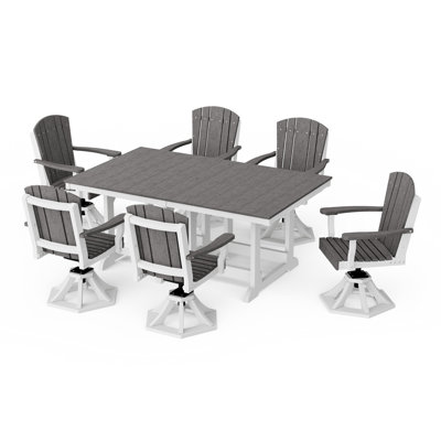 Heritage 7-Piece Swivel Chair Rectangular Dining Set