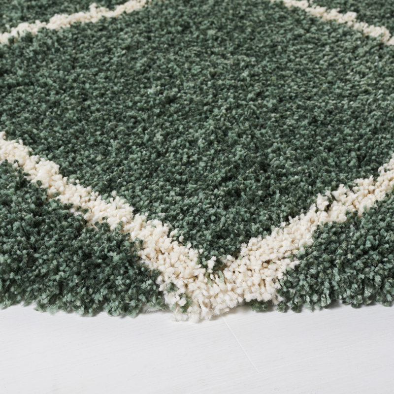 Cotswald Performance geometric rug, Rond 7 pi, Ivoire / vert
