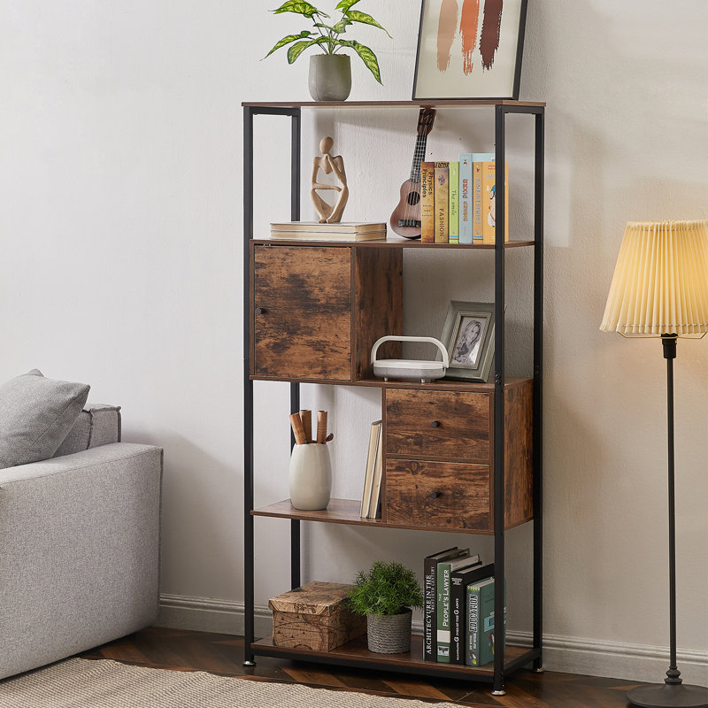 Bibliothèque à 5 niveaux avec armoire de rangement