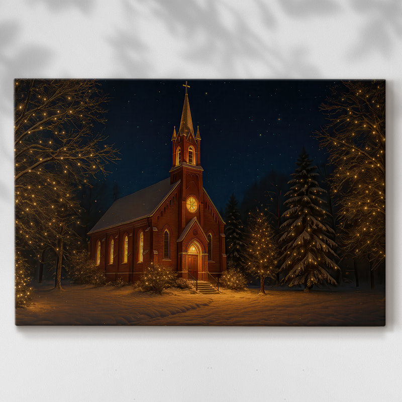 Warm Lantern Serenade of Evergreen-Premium Gallery Wrapped Canvas, 12" H x 18" W