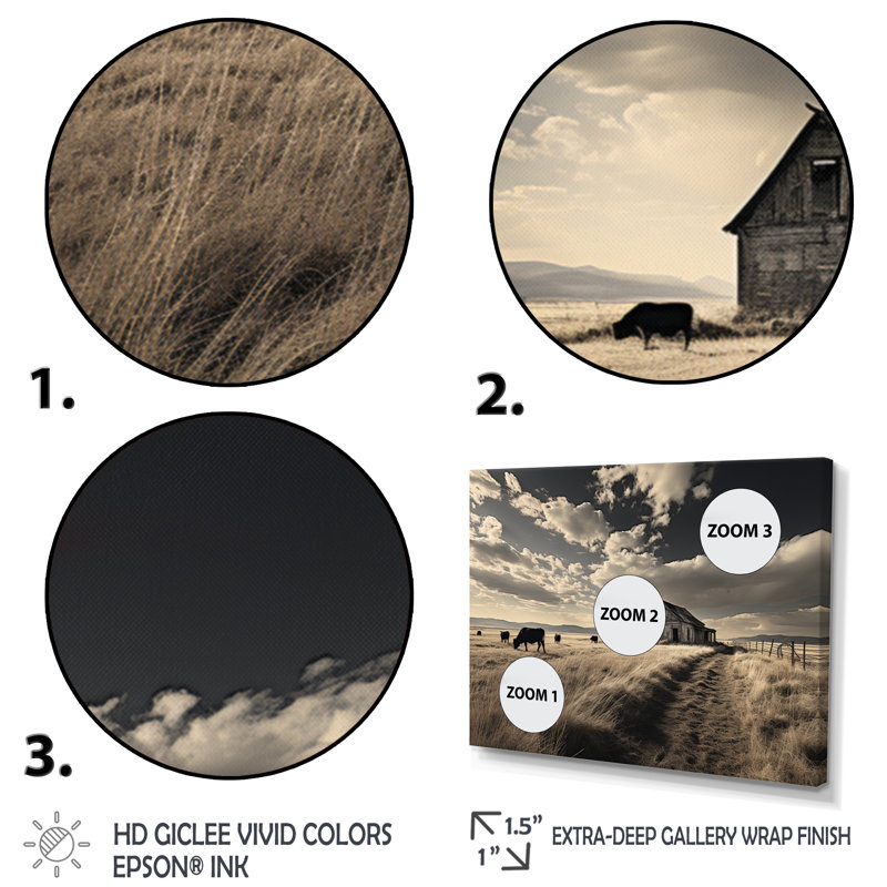 Cattle Silent Horizon III - Print, 16" H x 32" W x 1" D, Wrapped Canvas