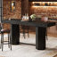 Table de bar 70,9 po à hauteur de comptoir industrielle avec plateau d'aspect noyer pour bar de cuisine ou de maison
