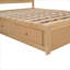 Lit plateforme avec rangement, grand lit, structure en bois massif aux tons naturels avec rangement sous le lit et deux tiroirs