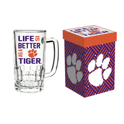 Tasse en verre avec boîte-cadeau, Université Clemson