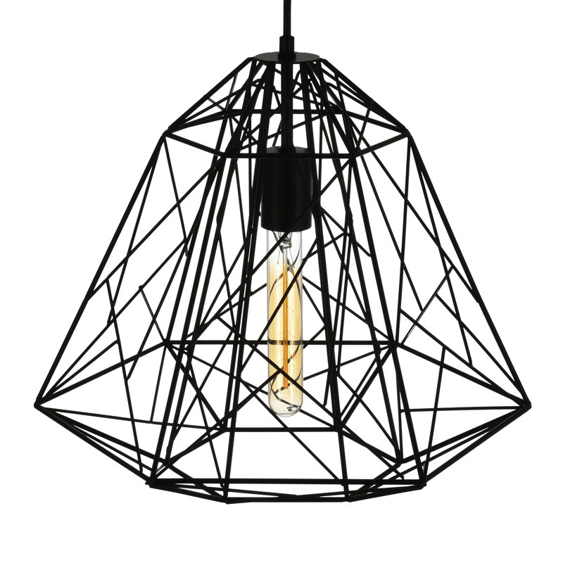 Down Pendant with Black Finish – 1-Light with E26 Base Modern Geometric Pendant Light for Entryway or Kitchen Island