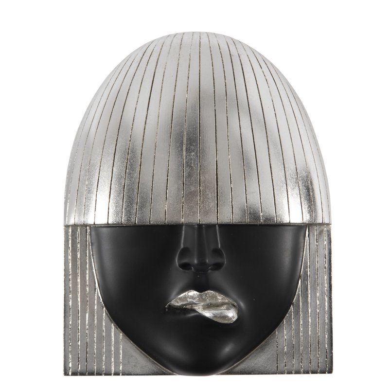 Fashion Faces Wall Art Small Black And Silver Leaf, Set Of 3