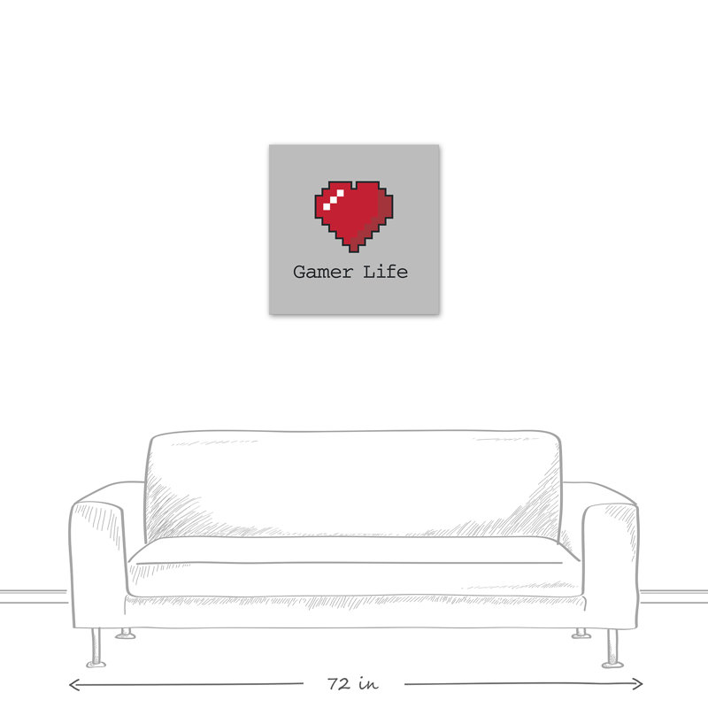 « gamer life », art sur toile Tomalin, H 24 po x l 24 po x P 1,25 po