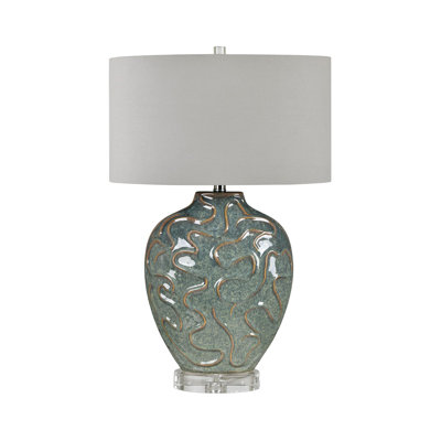 28.5" Ceramic Table Lamp With Gray Shade