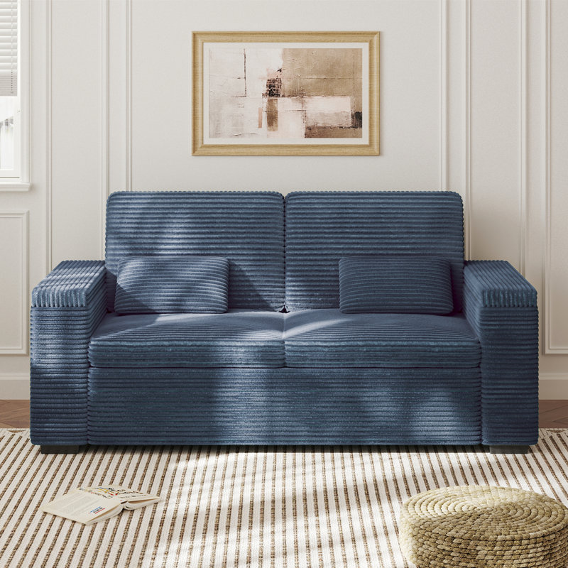 2 Seater Corduroy Sofa, Blue