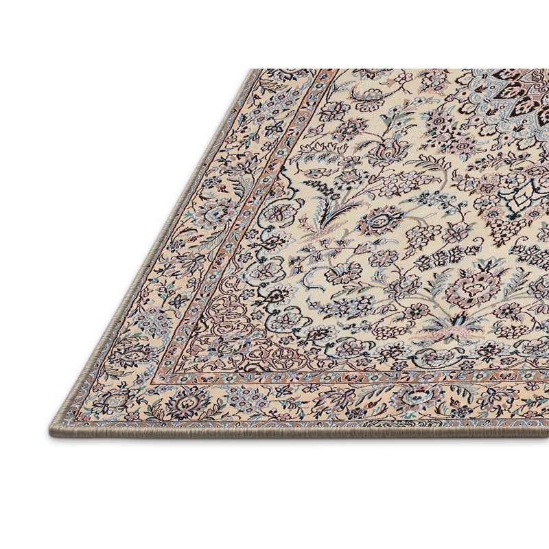 Tapis bleu/gris traditionnel Moerlein, Rectangle 5 pi x 7 pi