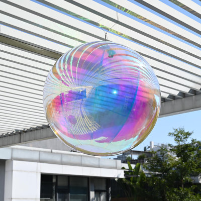  32" Inflatable Mirror Ball Giant Reusable Hanging Large Disco Balloon Decoration for Party Wedding Event Concerts Stage Decor Iridescent