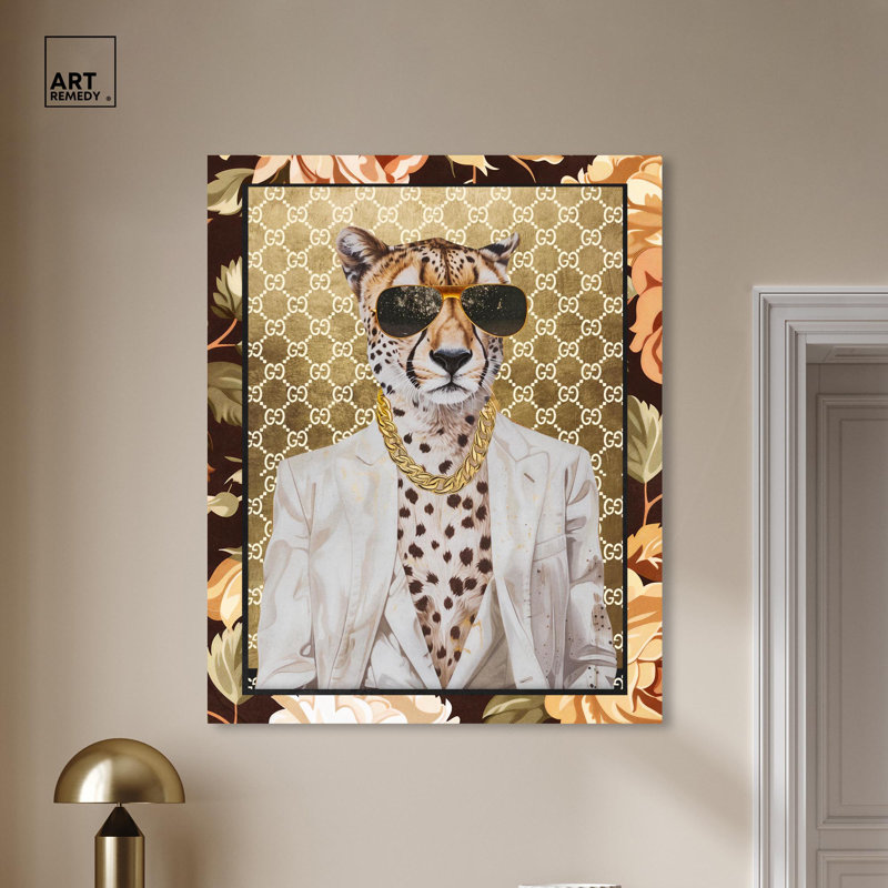 Art mural classique sur toile avec guépard, H 45 po x l 36 po, Toile tendue