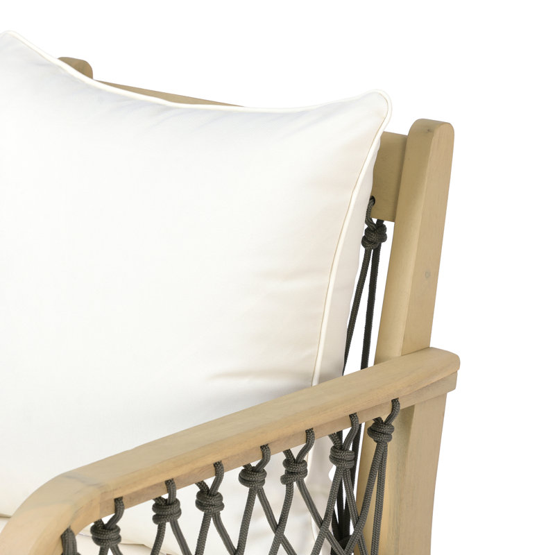 Ensembles de salle à manger d'extérieur, chaises en bois d'acacia et corde, salle à manger familiale moderne et rustique