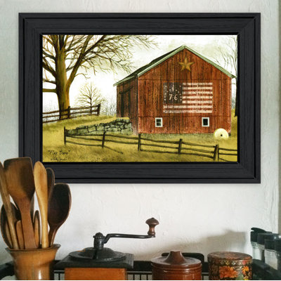 «Flag Barn Barn», art mural encadré pour le salon et la maison par Billy Jacobs