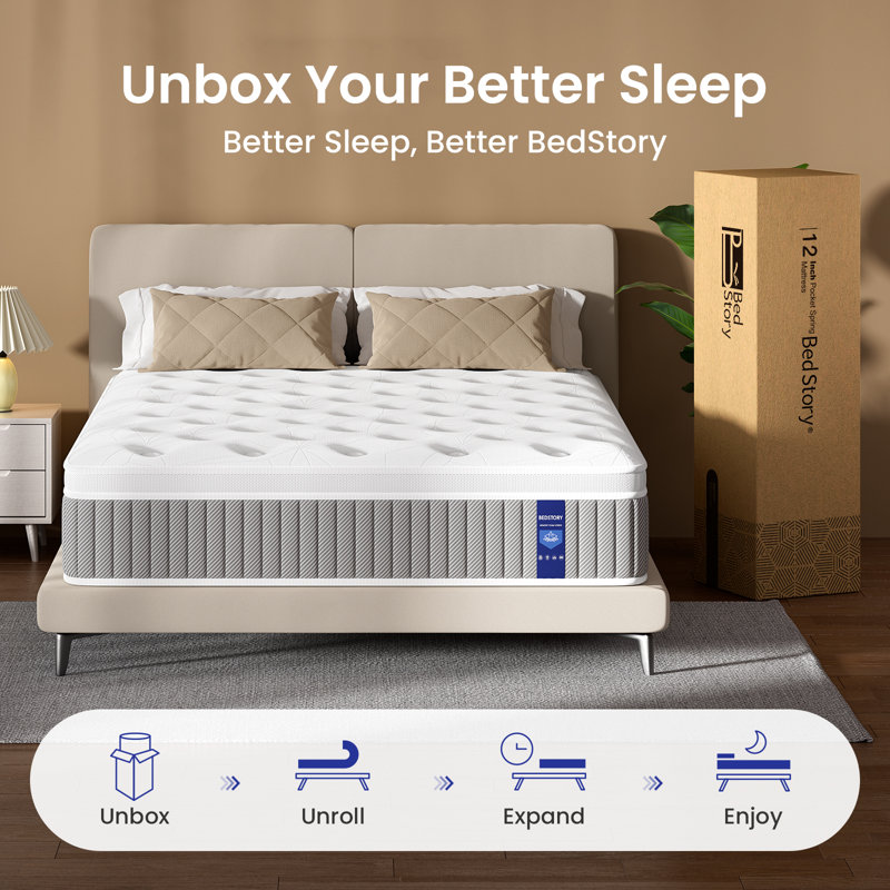 Ressorts ensachés Bedstory, Très grand lit, 12"