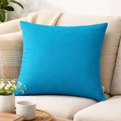 Housse de coussin d'extérieur d'intérieur, polyester bleu turquoise, carré 20 po x 20 po