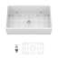 Évier de ferme à cuve simple en céramique blanche à tablier simple en céramique de 30 po, conception réversible pour une installation flexible, anti-rayures et anti-taches, avec ouverture de drain standard, flexibilité de 30 x 18 x 10 po, facile à
