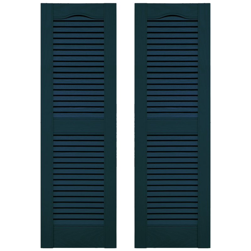 Builders Edge, panneau central cathédrale sur mesure, volets à persiennes ouvertes, Bleu minuit, 12 po, 32 po