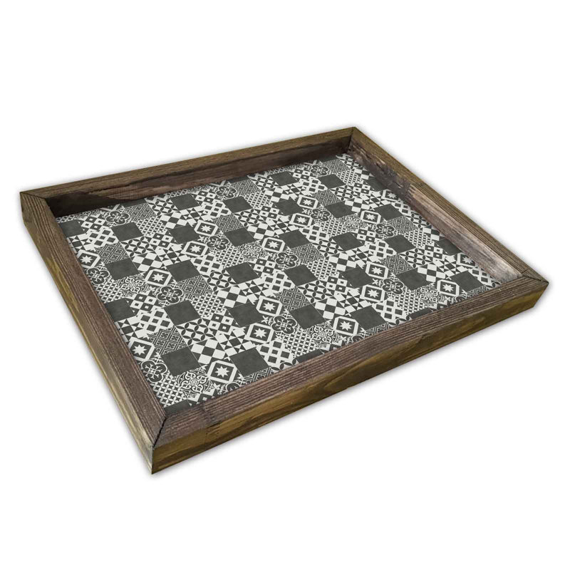 Elegant Serving Tray, 100% MDF & Pine Wood Frame, 11.8 x 15.7 inches | Durable 2.7mm Thickness, Perfect for Home Entertaining & Breakfast in Bed | Stylish Design, Lightweight & Easy to Clean
