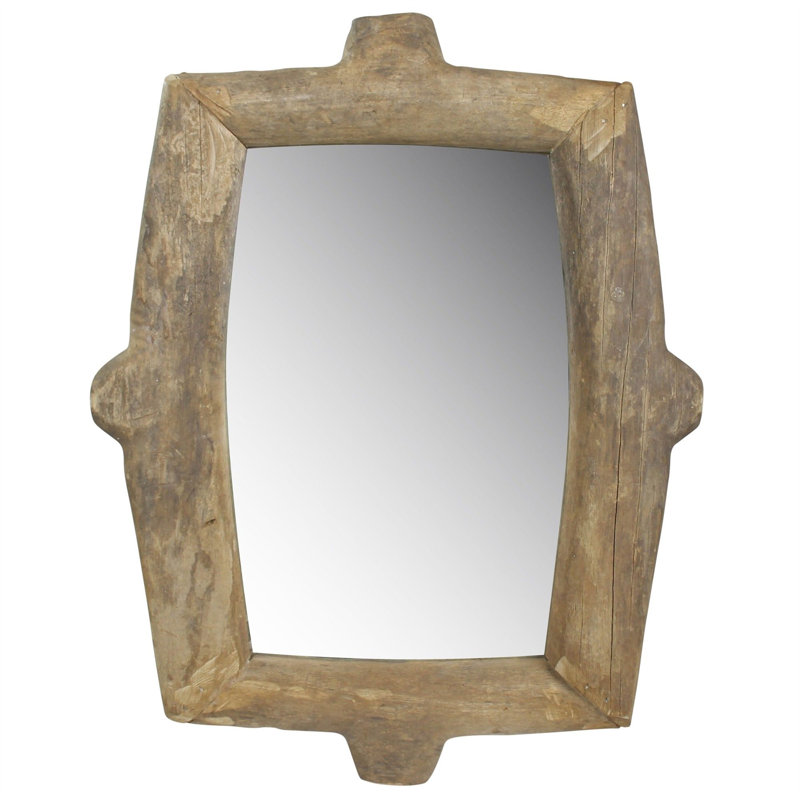 Miroir mural en bois naturel, Brun, 21,5 po x 14 po