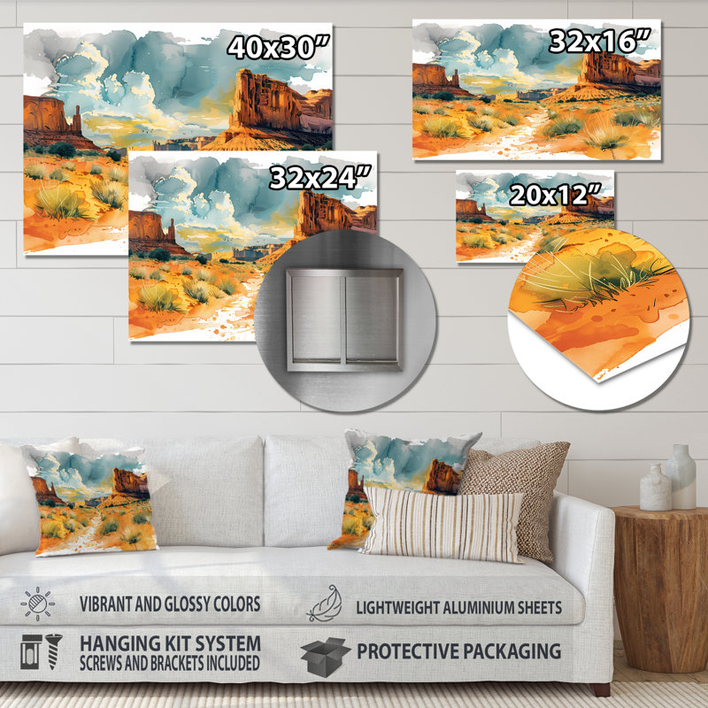 Marthella - Canyon, art mural sur toile, H 16 po x l 32 po x P 1 po, Métal métal