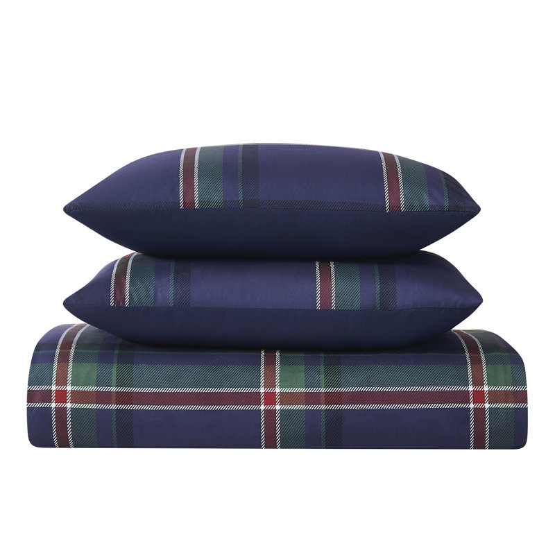 Bronson Plaid Preppy Standard Plaid Comforter, King Comforter + 2 King Shams